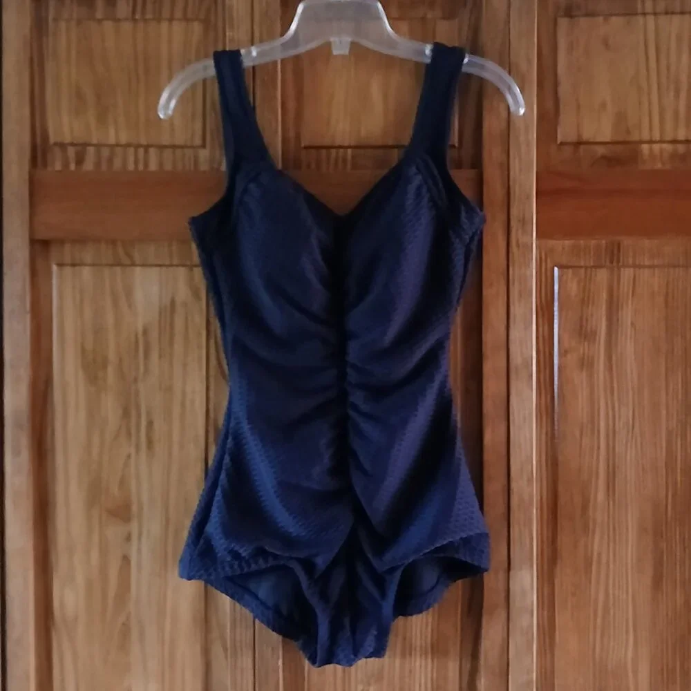 MAXINE black imprint one piece swimsuit sz 10 woman's - Picture 1 of 3